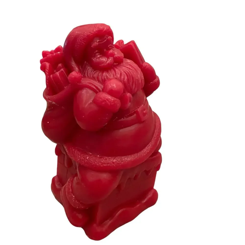 Martha Stewart Santa Flameless Christmas Internal Glow Wax LED Candle Red New